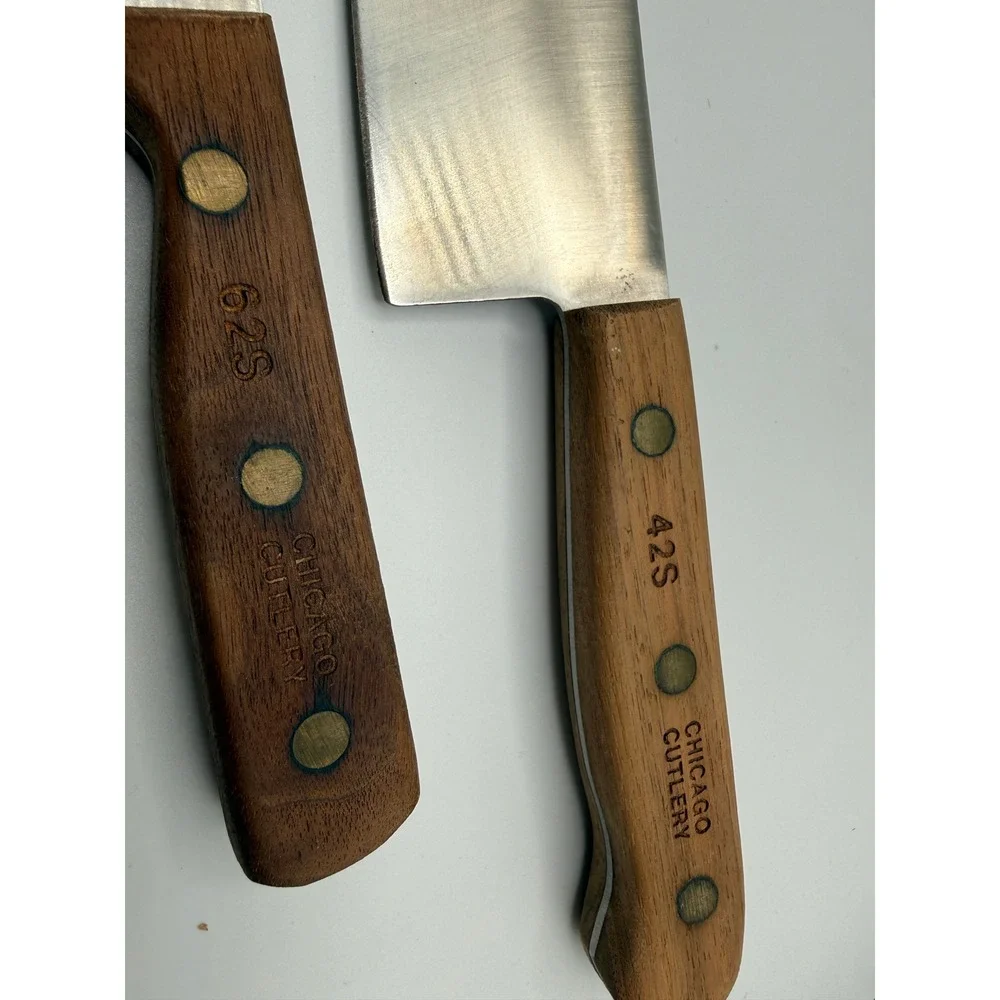 Chicago Cutlery 2pc Knife Set 42S Chef Knife 62S Paring Knife Walnut Wood Handle